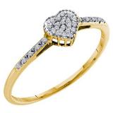 0.15 Carat (ctw) 10K Yellow Gold Round White Diamond Ladies Bridal Heart Shaped Promise Ring