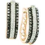 1.15 Carat (ctw) 10K Rose Gold Round Black & White Diamond Ladies Fashion Huggies Hoops Earrings