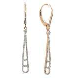 0.40 Carat (ctw) 10K Rose Gold Round White Diamond Ladies Teardrop Shape Dangling Drop Earrings