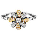 0.23 Carat (ctw) 10K White Gold Round Cut White Diamond Ladies Cluster Flower Right Hand Ring 1/4 CT
