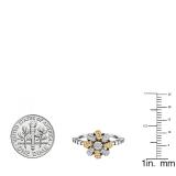 0.23 Carat (ctw) 10K White Gold Round Cut White Diamond Ladies Cluster Flower Right Hand Ring 1/4 CT