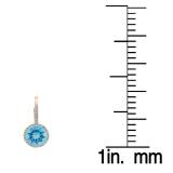3.70 Carat (ctw) 10K Rose Gold Round Cut Blue Topaz & White Diamond Ladies Halo Style Hoop Earrings