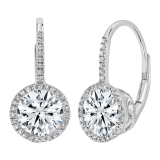925 Sterling Silver Lever-back Earrings, 1.50 ctw Round Cubic Zirconia