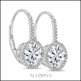 925 Sterling Silver Lever-back Earrings, 1.50 ctw Round Cubic Zirconia