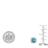 2.40 Carat (ctw) 10K Rose Gold Cushion Cut Blue Topaz & Round Cut White Diamond Ladies Halo Style Stud Earrings