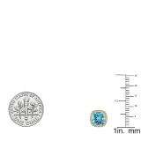 2.40 Carat (ctw) 10K Yellow Gold Cushion Cut Blue Topaz & Round Cut White Diamond Ladies Halo Style Stud Earrings
