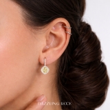 2.20 Carat (ctw) 18K Rose Gold Cushion Cut Morganite & Round Cut White Diamond Ladies Halo Style Hoop Earrings