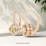 2.20 Carat (ctw) 18K Rose Gold Cushion Cut Morganite & Round Cut White Diamond Ladies Halo Style Hoop Earrings
