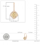 2.20 Carat (ctw) 18K Rose Gold Cushion Cut Morganite & Round Cut White Diamond Ladies Halo Style Hoop Earrings