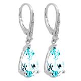 12.10 Carat (ctw) 10K White Gold Pear Cut Aquamarine & Round Cut White Diamond Ladies Dangling Drop Earrings