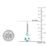 12.10 Carat (ctw) 10K White Gold Pear Cut Aquamarine & Round Cut White Diamond Ladies Dangling Drop Earrings