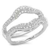 0.52 Carat (ctw) 10K White Gold White Diamond Ladies Anniversary Wedding Band Enhancer Guard Double Ring 1/2 CT