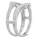 0.52 Carat (ctw) 10K White Gold White Diamond Ladies Anniversary Wedding Band Enhancer Guard Double Ring 1/2 CT
