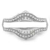 0.52 Carat (ctw) 10K White Gold White Diamond Ladies Anniversary Wedding Band Enhancer Guard Double Ring 1/2 CT