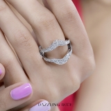 0.52 Carat (ctw) 18K White Gold White Diamond Ladies Anniversary Wedding Band Enhancer Guard Double Ring 1/2 CT