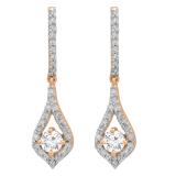 0.38 Carat (ctw) 10K Rose Gold Round White Diamond Ladies Dangling Drop Earrings