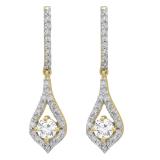 0.38 Carat (ctw) 10K Yellow Gold Round White Diamond Ladies Dangling Drop Earrings