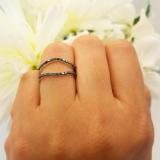 0.35 Carat (ctw) 10K White Gold Round Black Diamond Ladies Anniversary Enhancer Guard Double Ring Wedding Band 1/3 CT