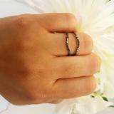 0.35 Carat (ctw) 14K White Gold Round Black Diamond Ladies Anniversary Enhancer Guard Double Ring Wedding Band 1/3 CT
