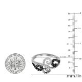 0.35 Carat (ctw) 18K White Gold Round Cut Black & White Diamond Ladies Swirl Cocktail Right Hand Ring 1/3 CT