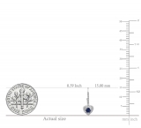 0.50 Carat (ctw) 10K White Gold Round Cut Blue Sapphire & White Diamond Ladies Heart Shaped Halo Style Dangling Drop Earrings 1/2 CT