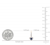 0.50 Carat (ctw) 14K Rose Gold Round Cut Blue Sapphire & White Diamond Ladies Heart Shaped Halo Style Dangling Drop Earrings 1/2 CT