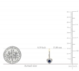 0.50 Carat (ctw) 14K Yellow Gold Round Cut Blue Sapphire & White Diamond Ladies Heart Shaped Halo Style Dangling Drop Earrings 1/2 CT