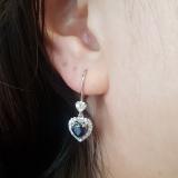 1.50 Carat (ctw) 18K White Gold Heart Cut Blue Sapphire & Round Cut White Diamond Ladies Heart Dangling Drop Earrings 1 1/2 CT
