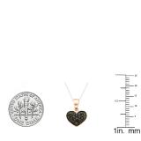 0.20 Carat (ctw) 10K Rose Gold Round Cut Black Diamond Ladies Heart Pendant 1/5 CT