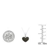 0.20 Carat (ctw) 10K White Gold Round Cut Black Diamond Ladies Heart Pendant 1/5 CT