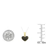 0.20 Carat (ctw) 18K Yellow Gold Round Cut Black Diamond Ladies Heart Pendant 1/5 CT
