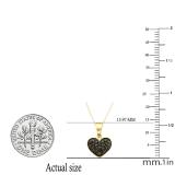 0.20 Carat (ctw) Round Black Diamond Ladies Heart Pendant 1/5 CT 10K Yellow Gold