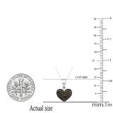 0.20 Carat (ctw) Round Black Diamond Ladies Heart Pendant 1/5 CT 18K White Gold