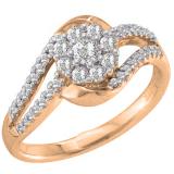 0.55 Carat (ctw) 14K Rose Gold Round White Diamond Ladies Split Shank Bridal Halo Engagement Ring 1/2 CT