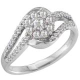 0.55 Carat (ctw) 14K White Gold Round White Diamond Ladies Split Shank Bridal Halo Engagement Ring 1/2 CT