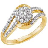 0.55 Carat (ctw) 14K Yellow Gold Round White Diamond Ladies Split Shank Bridal Halo Engagement Ring 1/2 CT
