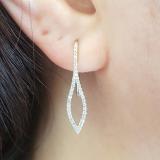 0.20 Carat (ctw) Round White Diamond Ladies Flame-shaped Dangling Drop Earrings 1/5 CT 14K White Gold