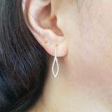 0.20 Carat (ctw) Round White Diamond Ladies Flame-shaped Dangling Drop Earrings 1/5 CT 14K White Gold