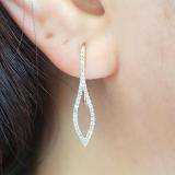 0.20 Carat (ctw) Round White Diamond Ladies Flame-shaped Dangling Drop Earrings 1/5 CT 14K White Gold