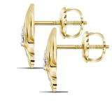 0.25 Carat (ctw) 14k Yellow Gold Round White Diamond Swirl Cluster Stud Earrings 1/4 CT