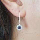1.35 Carat (ctw) 14K White Gold Round Blue Sapphire & Diamond Ladies Halo Style Dangling Drop Earrings 1 1/3 CT