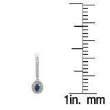0.75 Carat (ctw) 10K White Gold Oval Cut Blue Sapphire & Round Diamond Ladies Halo Style Dangling Drop Earrings 1/3 CT