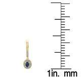 0.75 Carat (ctw) 14K Yellow Gold Oval Cut Blue Sapphire & Round Diamond Ladies Halo Style Dangling Drop Earrings 1/3 CT