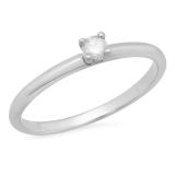 0.10 Carat (ctw) Sterling Silver Round Cut Diamond Ladies Bridal Solitaire Engagement Ring 1/10 CT