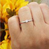 0.10 Carat (ctw) Sterling Silver Round Cut Diamond Ladies Bridal Solitaire Engagement Ring 1/10 CT