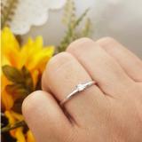 0.10 Carat (ctw) Sterling Silver Round Cut Diamond Ladies Bridal Solitaire Engagement Ring 1/10 CT