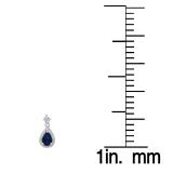 0.95 Carat (ctw) 14K White Gold Pear Cut Blue Sapphire & Round Diamond Ladies Halo Style Dangling Drop Earrings 1 CT