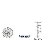 1.00 Carat (ctw) 10K White Gold Round Blue Sapphire & White Diamond Ladies Bridal Stackable Anniversary Wedding Band Swirl Ring 1 CT