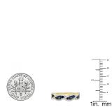 1.00 Carat (ctw) 14K Yellow Gold Round Blue Sapphire & White Diamond Ladies Bridal Stackable Anniversary Wedding Band Swirl Ring 1 CT