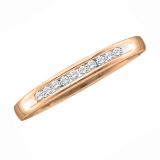0.08 Carat (ctw) 10K Rose Gold Round Cut White Diamond Ladies Channel Set Anniversary Wedding Stackable Band 1/10 CT